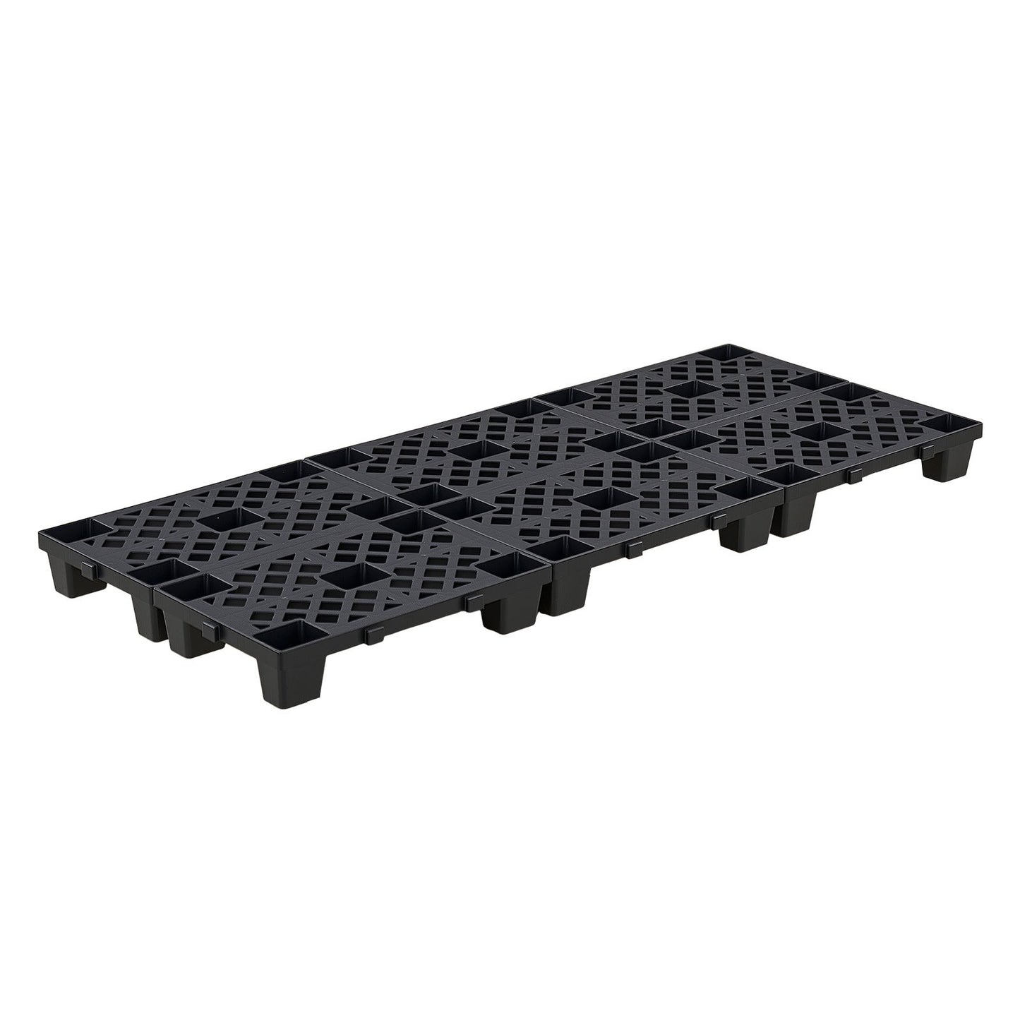 Plastic Pallets, 6 Pcs Plastic Pallets for Basement Storage, Nestable Lightweight Waterproof Storage Pad with Breathable Grid for Indoor Outdoor Supermarket Warehouse, 500 x 305 x 100 mm, Black