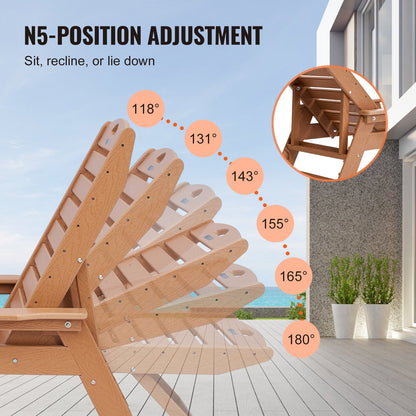 Outdoor Adjustable Patio Recliner - Brown, Weatherproof, 6 Positions, 23 kg