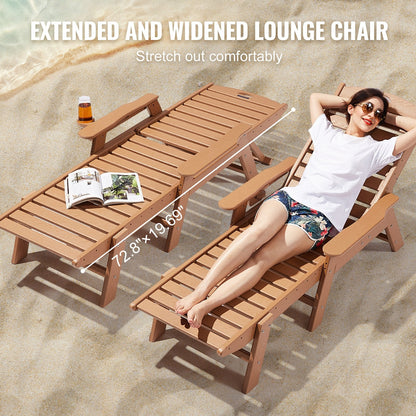 Outdoor Adjustable Patio Recliner - Brown, Weatherproof, 6 Positions, 23 kg