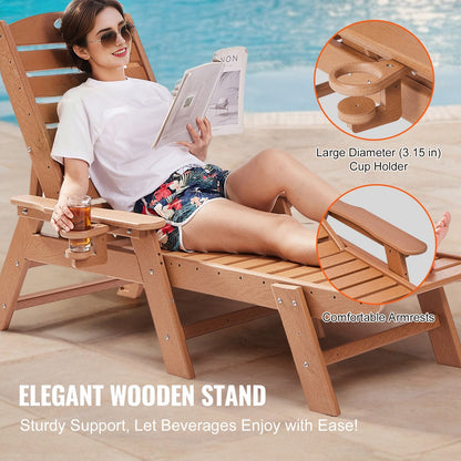 Outdoor Adjustable Patio Recliner - Brown, Weatherproof, 6 Positions, 23 kg