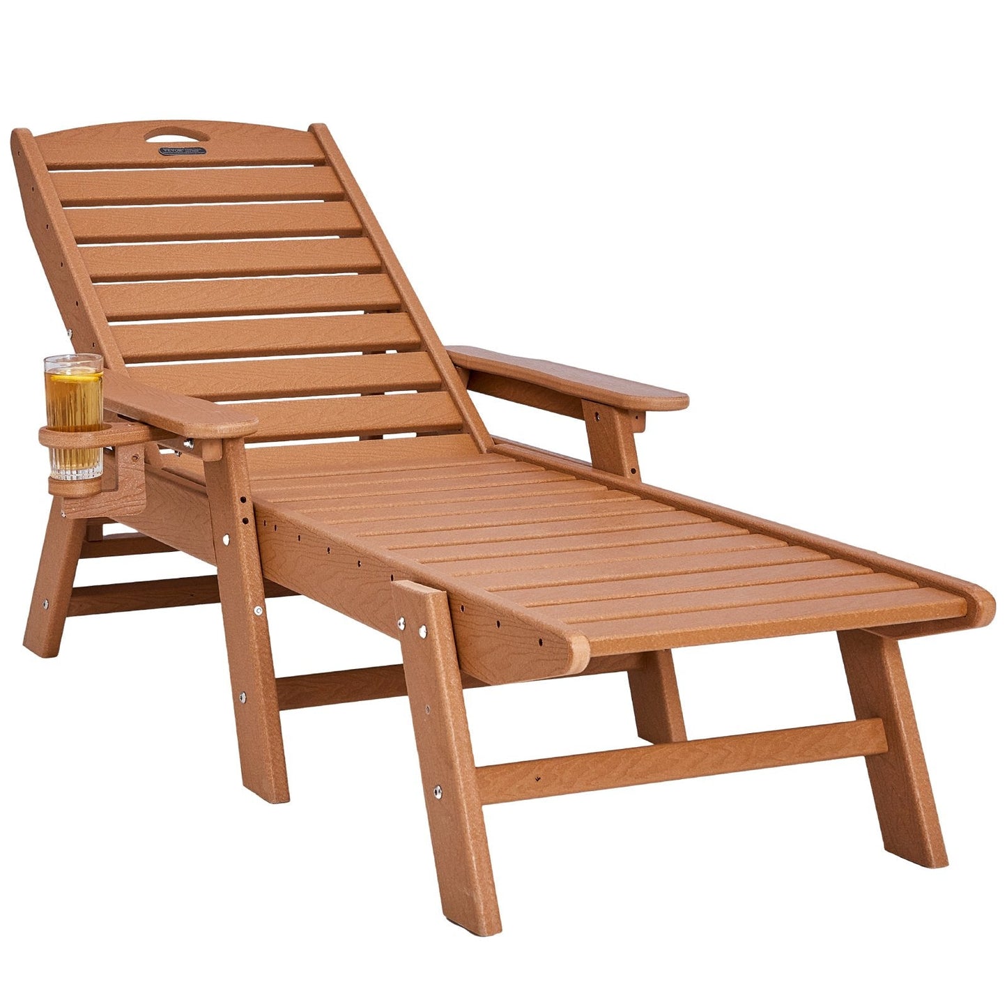 Outdoor Adjustable Patio Recliner - Brown, Weatherproof, 6 Positions, 23 kg