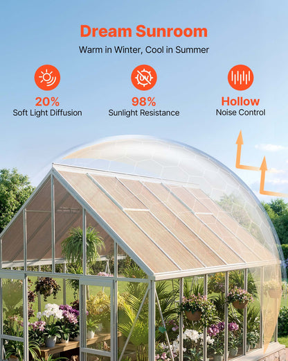 Roof Panels, 12Pcs Polycarbonate Roofing Panels Double Layer, High Impact Corrugated Plastic Greenhouse Replacement Cover, Waterproof for Gazebos, Chicken Coops, Home, Garden (1520 x 610 x 6 mm)