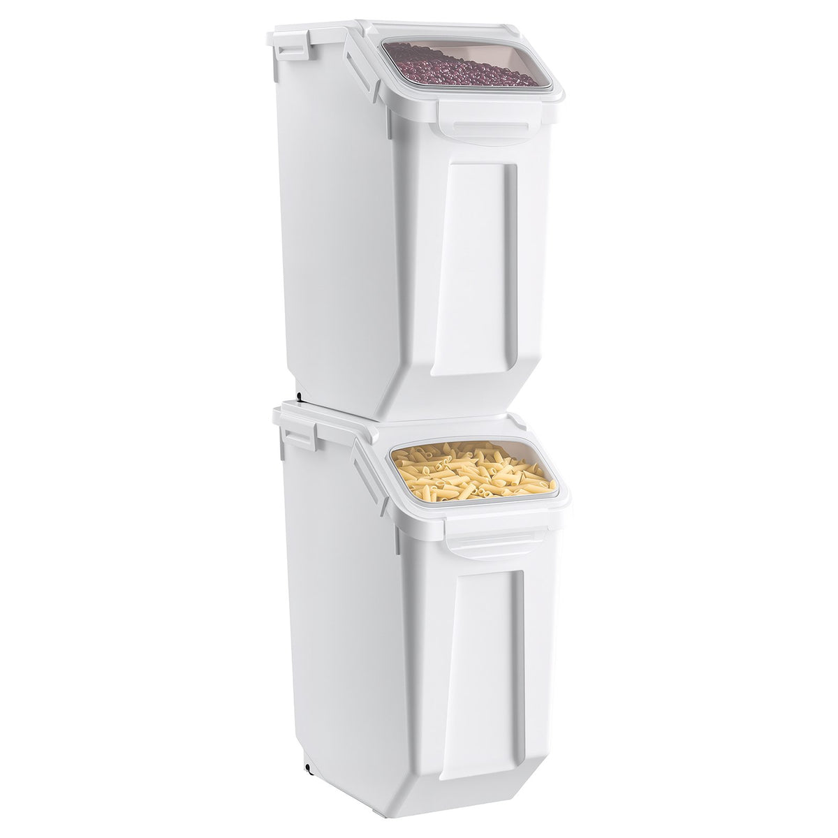 Rice Storage Container 4 Pack 15 L/3.96 Gal x 2 + 20 L/5.28 Gal x 2, for Kitchen Pantry, Stackable Large Dog Food Dispenser, Ingredient Grain Cereal Flour Bin with Measuring Cup, Airtight Lid