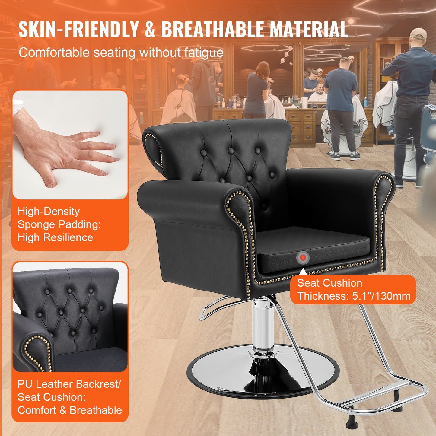 VEVOR Salon Chair, Barber Chair for Hair Stylist, Styling Chair with Heavy Duty