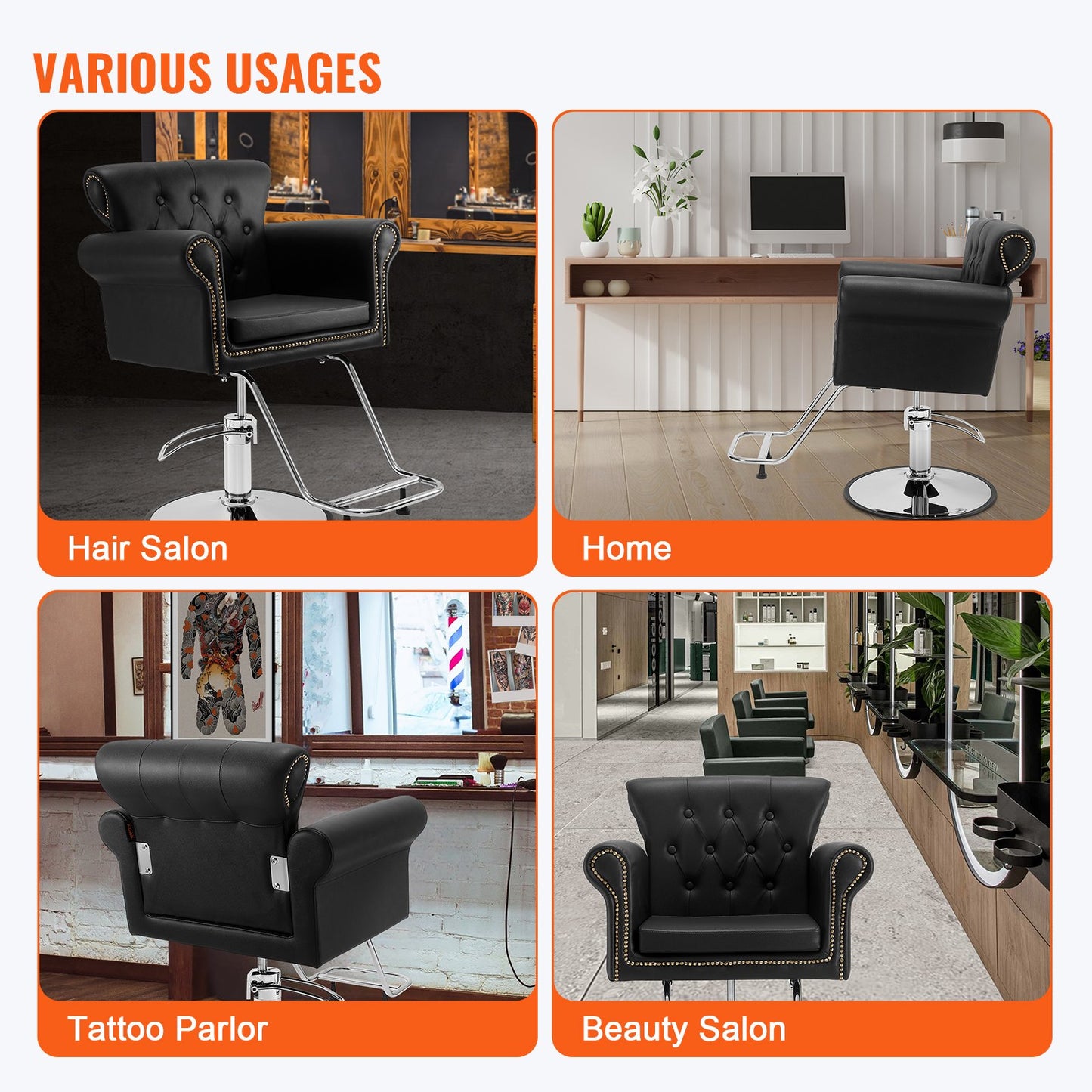 VEVOR Salon Chair, Barber Chair for Hair Stylist, Styling Chair with Heavy Duty