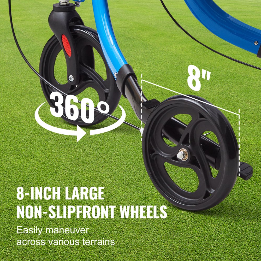 3 Wheels Rollator Walker for Seniors, Lightweight Aluminum Foldable Rolling Walker with Adjustable Handle, Outdoor Trio 