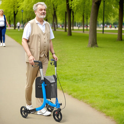 3 Wheels Rollator Walker for Seniors, Lightweight Aluminum Foldable Rolling Walker with Adjustable Handle, Outdoor Trio 
