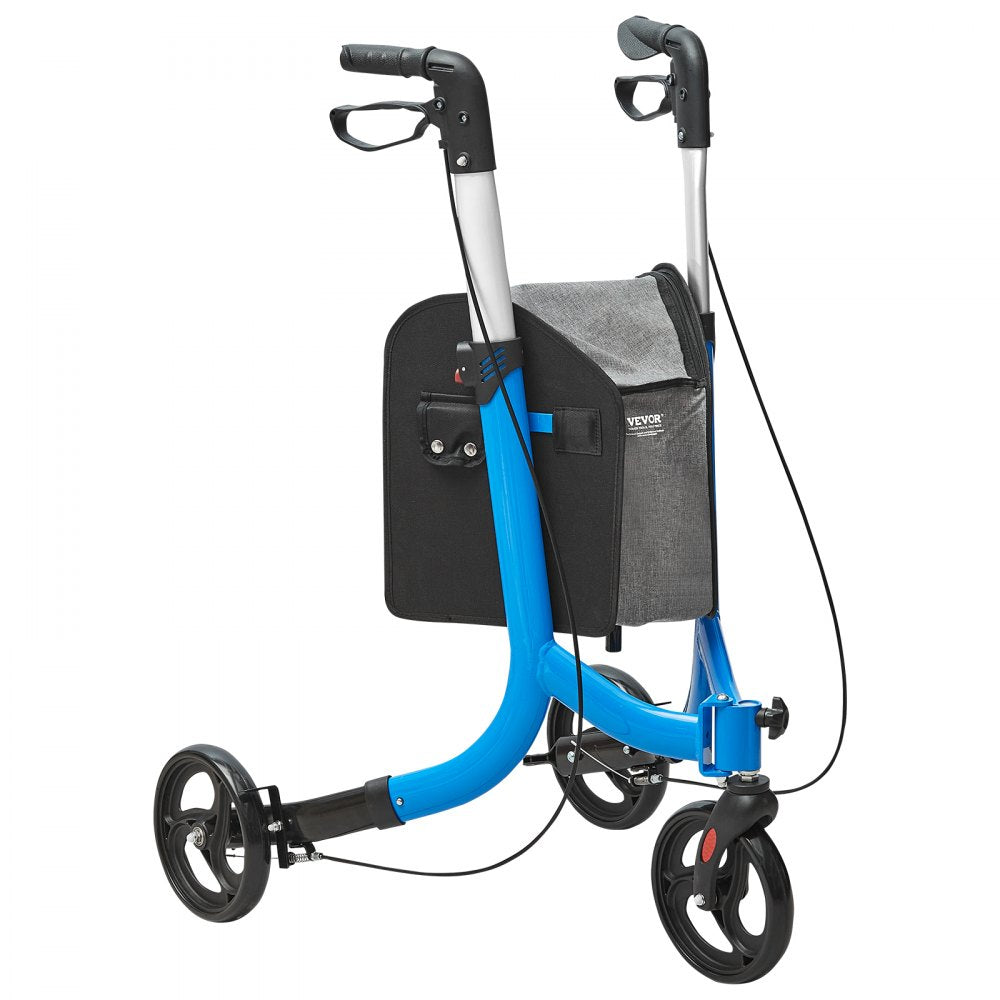 3 Wheels Rollator Walker for Seniors, Lightweight Aluminum Foldable Rolling Walker with Adjustable Handle, Outdoor Trio 