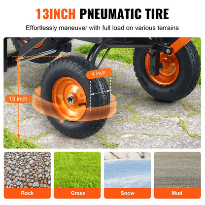 Heavy-Duty Poly Garden Cart with Convertible Handle, 680 kg Capacity, 0.33 m Tires
