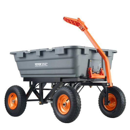VEVOR Dump Cart, Poly Garden Dump Cart with Easy to Assemble Steel Frame, Dump Wagon