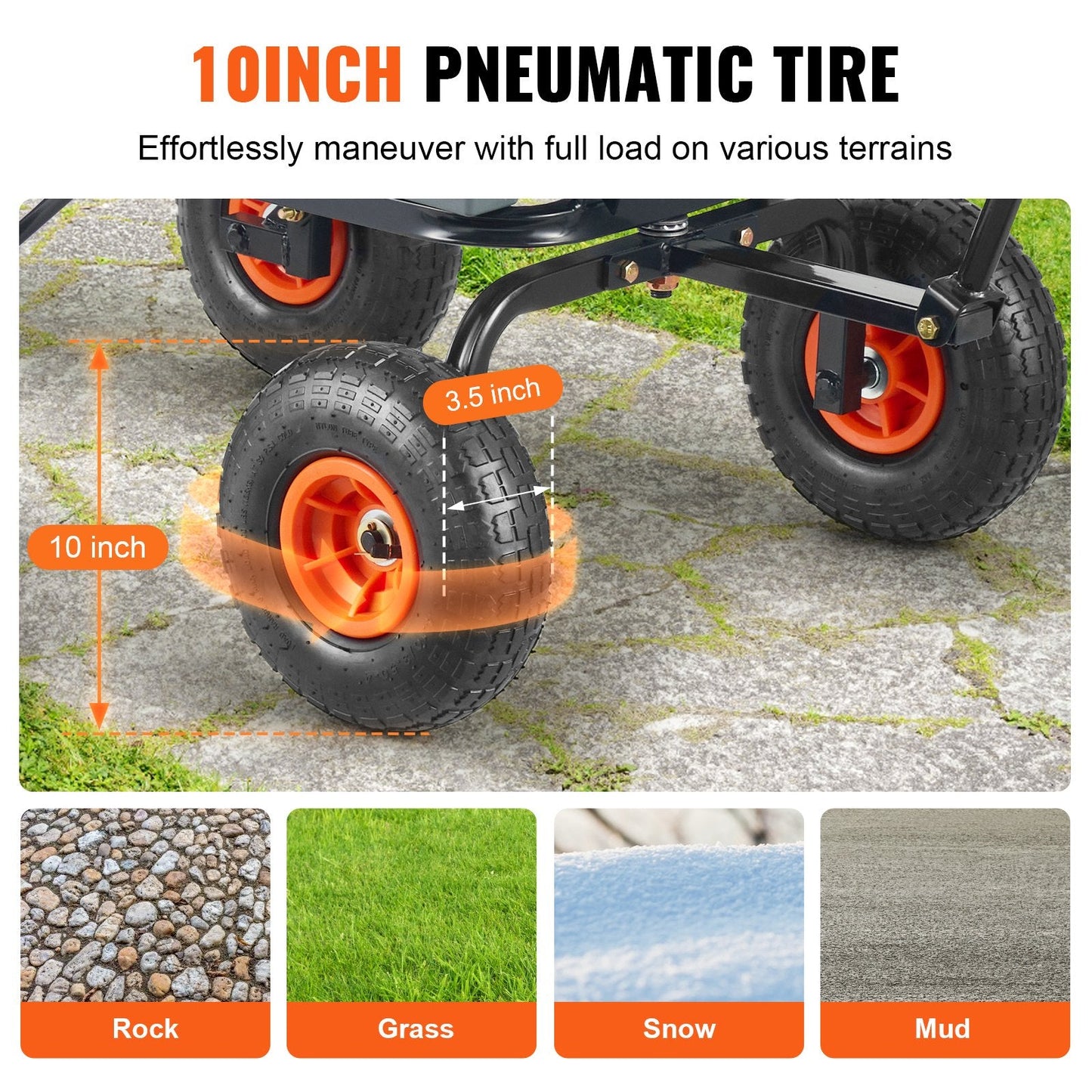 Poly Garden Dump Cart with Steel Frame, 272kg Capacity, 0.25m Tires