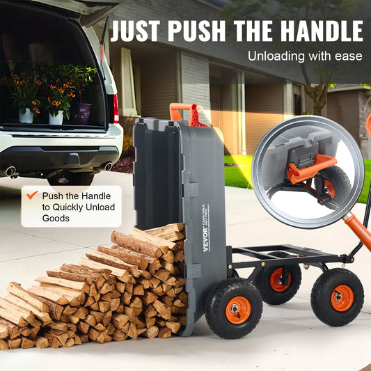 Heavy-Duty Poly Garden Cart with Convertible Handle, 362kg Capacity, 0.25m Tires