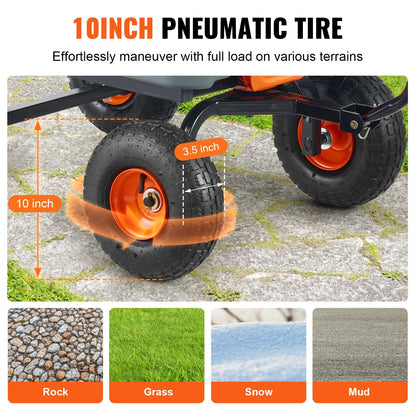 Heavy-Duty Poly Garden Cart with Convertible Handle, 362kg Capacity, 0.25m Tires