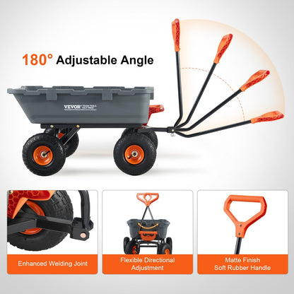 Heavy-Duty Poly Garden Cart with Convertible Handle, 362kg Capacity, 0.25m Tires