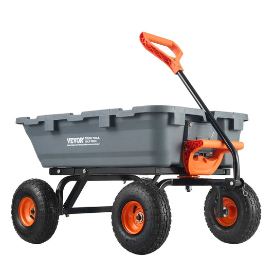 VEVOR Dump Cart, Poly Garden Dump Cart with Easy to Assemble Steel Frame, Dump Wagon