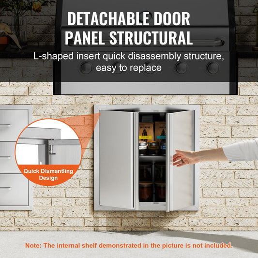 Stainless Steel Double BBQ Access Door, 0.61x0.61m for Outdoor Kitchen