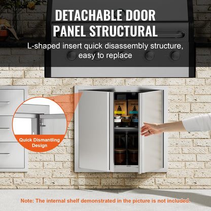 VEVOR BBQ Access Door, 660x610 mm Double Outdoor Kitchen Door, Stainless Steel Flush