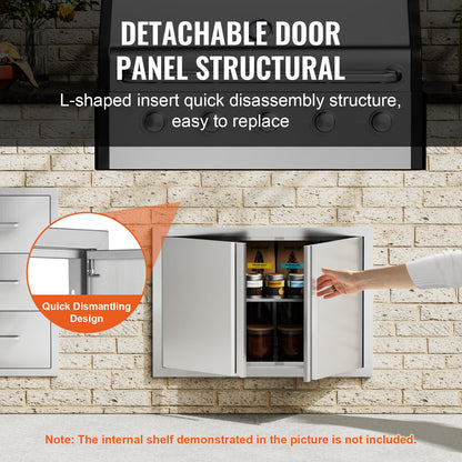 VEVOR BBQ Access Door, 710x482 mm Double Outdoor Kitchen Door, Stainless Steel Flush