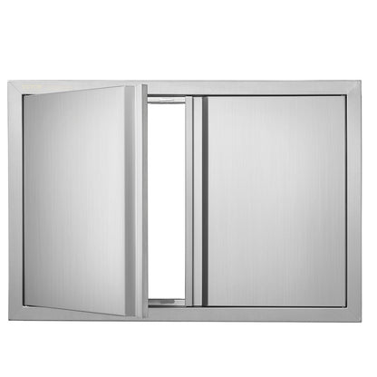 Stainless Steel Outdoor Kitchen Access Door, 0.77x0.53 m, Double Flush Mount