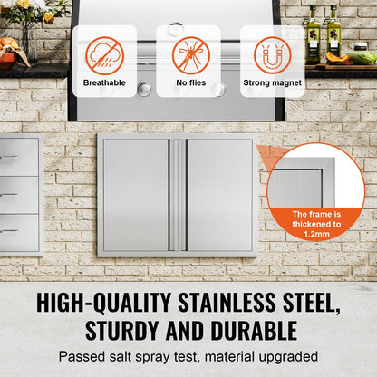 Stainless Steel Outdoor Kitchen Door, 0.79x0.61 m Double BBQ Access Panel