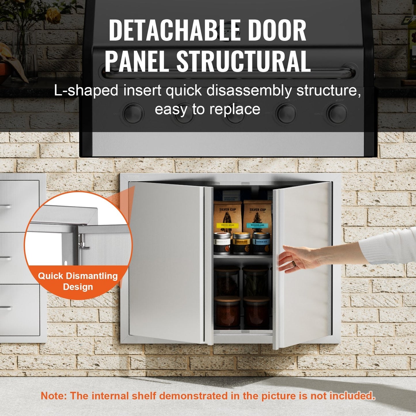 Stainless Steel Outdoor Kitchen Door, 0.79x0.61 m Double BBQ Access Panel