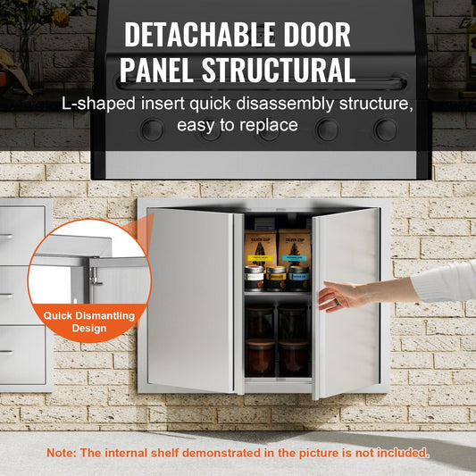 Stainless Steel Outdoor Kitchen Door, 0.79x0.61 m Double BBQ Access Panel