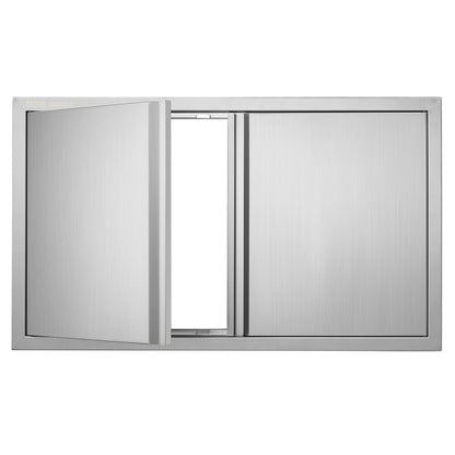 Stainless Steel Outdoor Double Kitchen Door, 0.9x0.5m, Recessed Handles