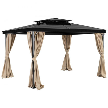 VEVOR Gazebo Privacy Curtain 10' x 10' x 6.7' Waterproof Gazebo Curtains Khaki