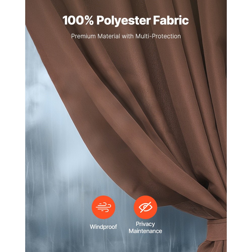 Gazebo Privacy Curtain 10' x 10' x 6.9' Waterproof Gazebo Curtains Coffee