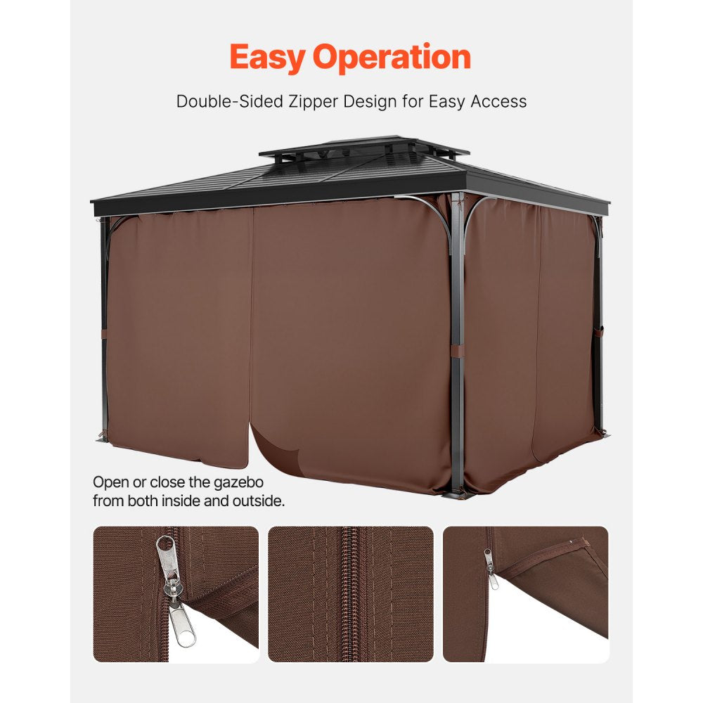 Gazebo Privacy Curtain 10' x 10' x 6.9' Waterproof Gazebo Curtains Coffee