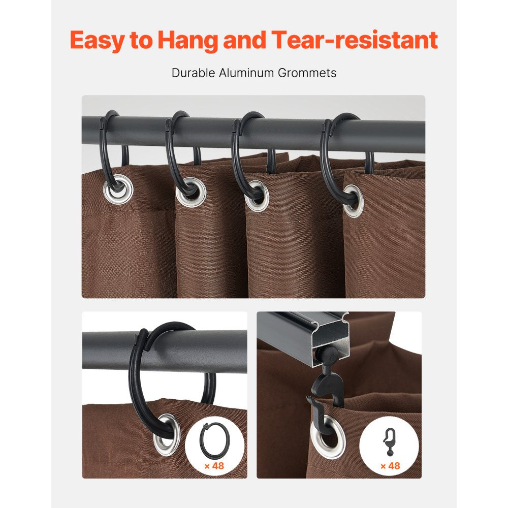 Gazebo Privacy Curtain 10' x 10' x 6.9' Waterproof Gazebo Curtains Coffee