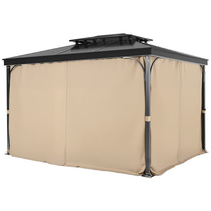 VEVOR Gazebo Privacy Curtain 12' x 10' x 7.3' Waterproof Gazebo Curtains Khaki