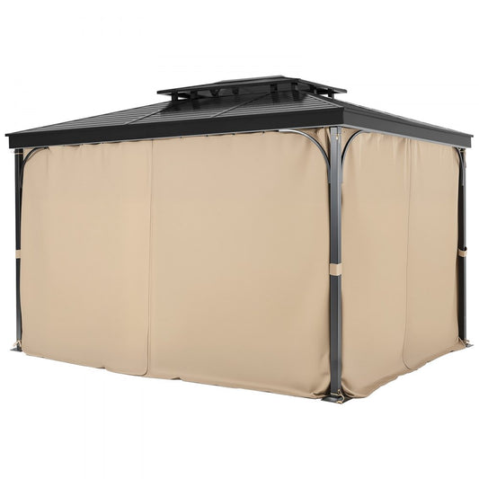 VEVOR Gazebo Privacy Curtain 12' x 10' x 7.3' Waterproof Gazebo Curtains Khaki
