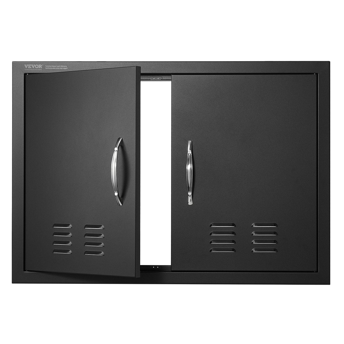 Outdoor Kitchen Double Door, 0.76 x 0.53 m, Matte Black, Easy Install, with Vents
