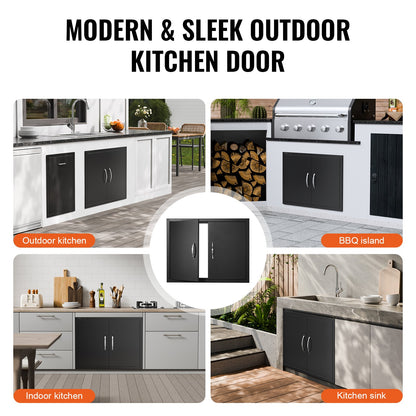 VEVOR BBQ Access Door, 788x610 mm Double Outdoor Kitchen Door, Cold Plate Flush