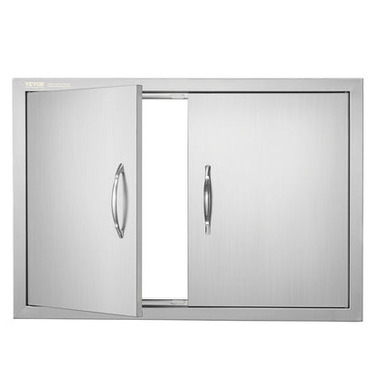 Stainless Steel Outdoor Double Access Door, 0.77x0.53m, for BBQ and Grilling Stations