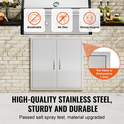 VEVOR BBQ Access Door, 790x790 mm Double Outdoor Kitchen Door, Stainless Steel Flush