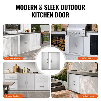 VEVOR BBQ Access Door, 790x790 mm Double Outdoor Kitchen Door, Stainless Steel Flush