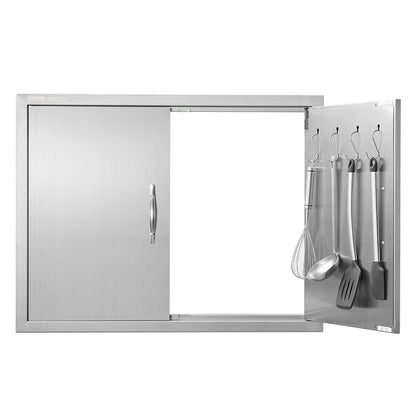 Stainless Steel Outdoor Kitchen Double Door - 0.79x0.61m, Easy Install
