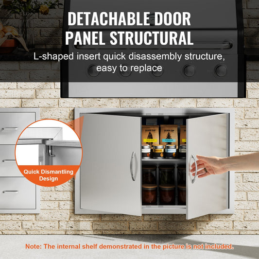 Stainless Steel Outdoor Kitchen Access Door, 0.89x0.61m, Double Flush Mount