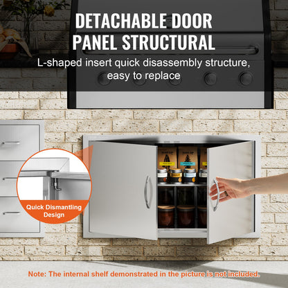 VEVOR BBQ Access Door, 915x533 mm Double Outdoor Kitchen Door, Stainless Steel Flush