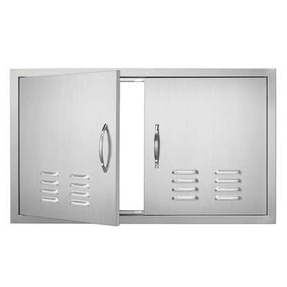 Stainless Steel Outdoor Kitchen Double Access Door with Handles & Vents, 914x534 mm