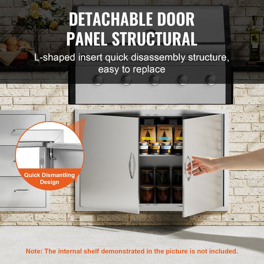 Stainless Steel Outdoor Kitchen Access Door, 990x660 mm, Double Wall Mount