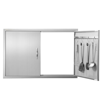 Stainless Steel Outdoor Kitchen Access Door, 990x660 mm, Double Wall Mount
