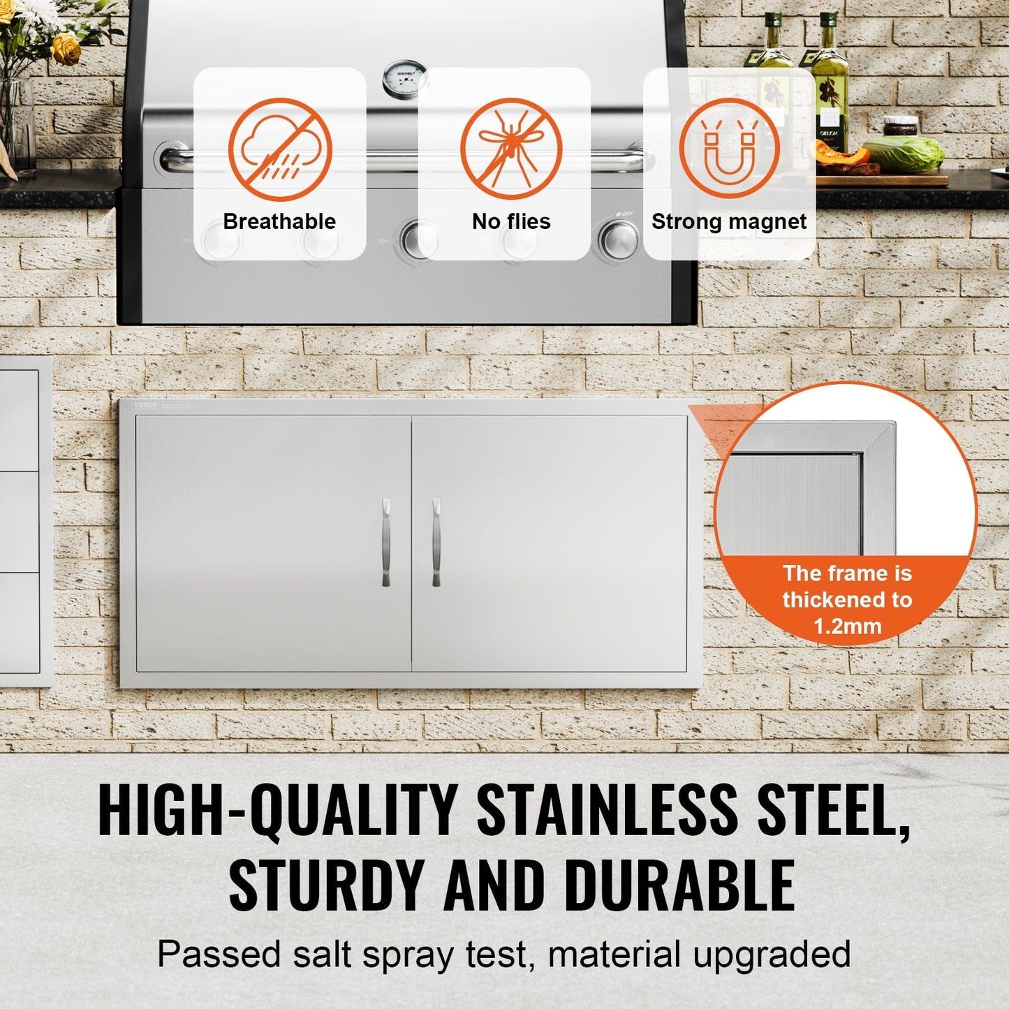 Stainless Steel Double BBQ Kitchen Access Door, 1x0.5m, Easy Install