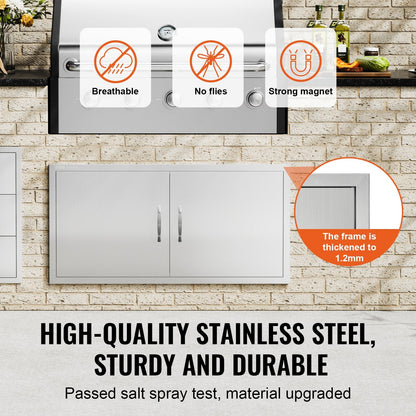 Stainless Steel Double BBQ Kitchen Access Door, 1x0.5m, Easy Install