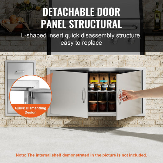 Stainless Steel Double BBQ Kitchen Access Door, 1x0.5m, Easy Install