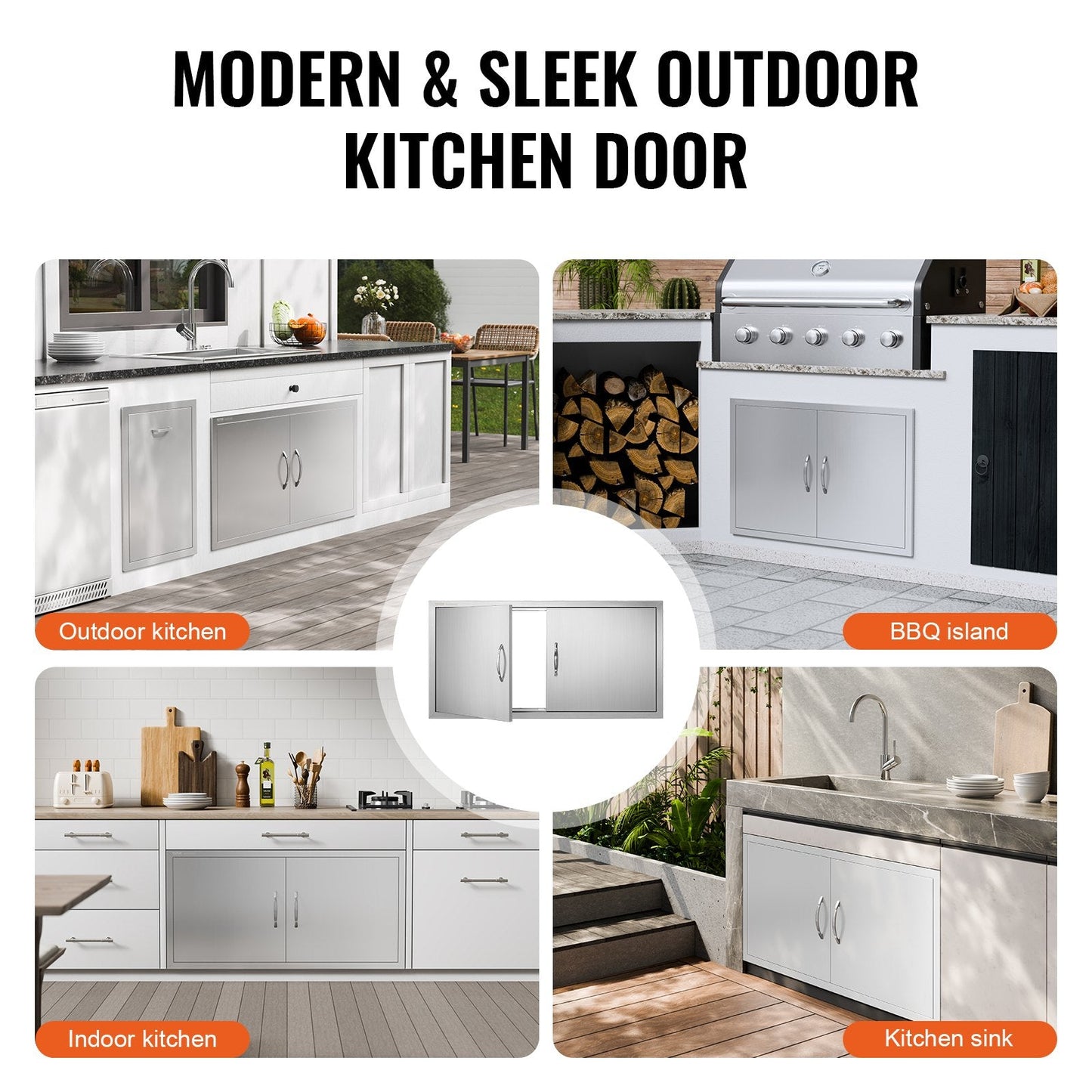 Stainless Steel Double BBQ Kitchen Access Door, 1x0.5m, Easy Install
