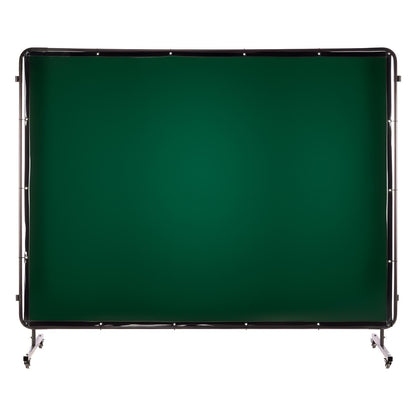 Welding Screen with Frame, 3-Panel 1.74 x 2.34m Welding Curtain Screen, Flame-Resistant Vinyl Protection Screens with 12 Wheels & 6-Level UV Protection for Workshop/Industrial Use, Dark Green