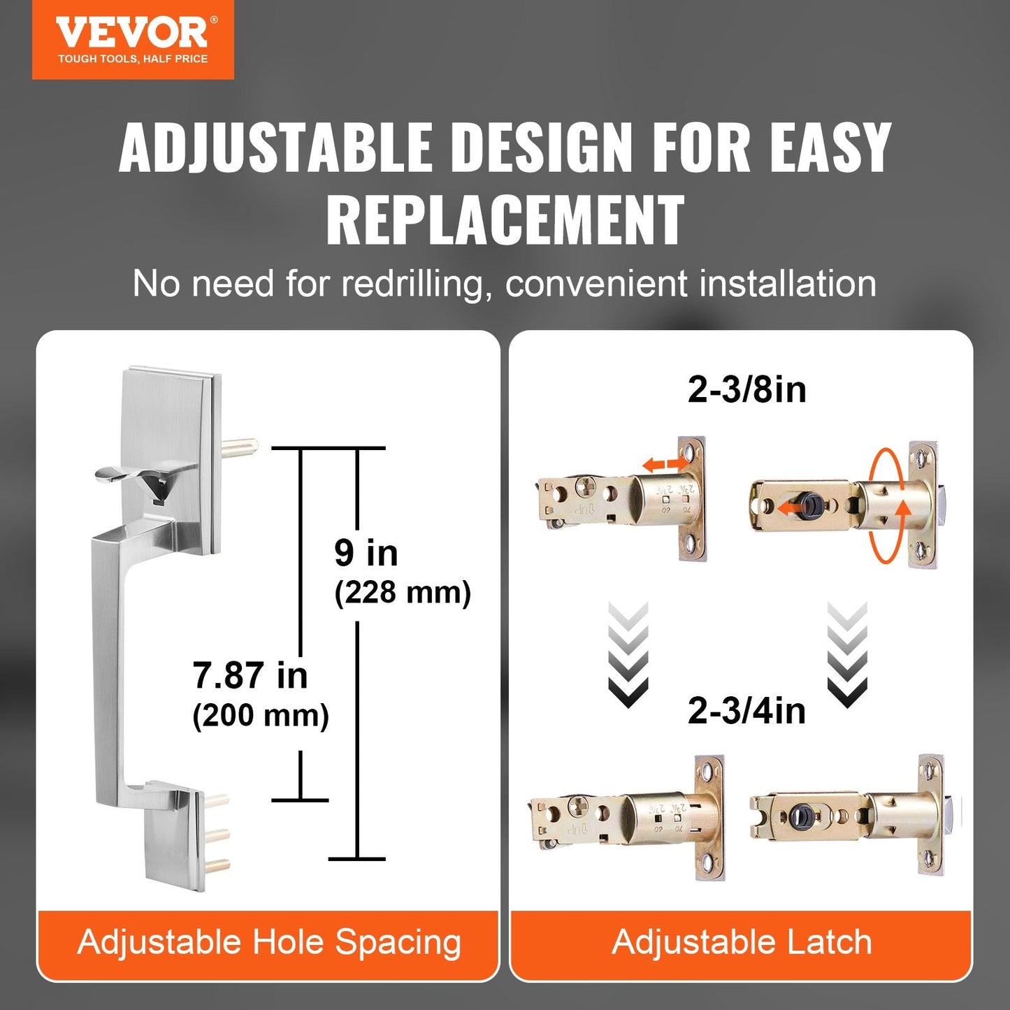 Satin Nickel Double Door Handle Set with Reversible Lever, 2.96 kg